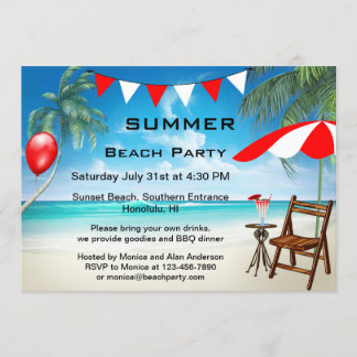 Invitación a la fiesta de verano en la playa