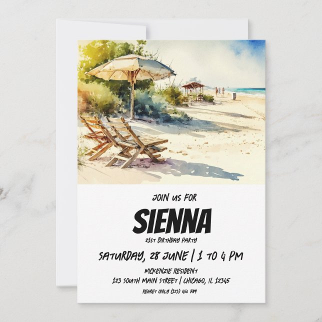 Invitación a la fiesta de verano en la playa (Anverso)