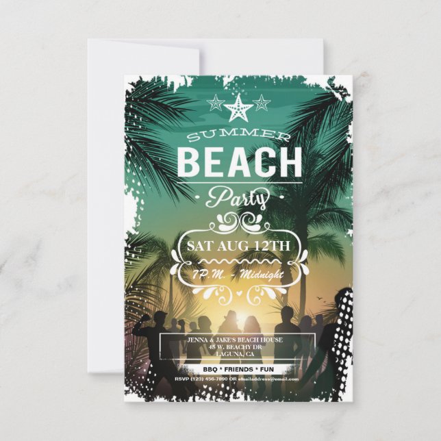 Invitación a la fiesta de verano en la playa (Anverso)