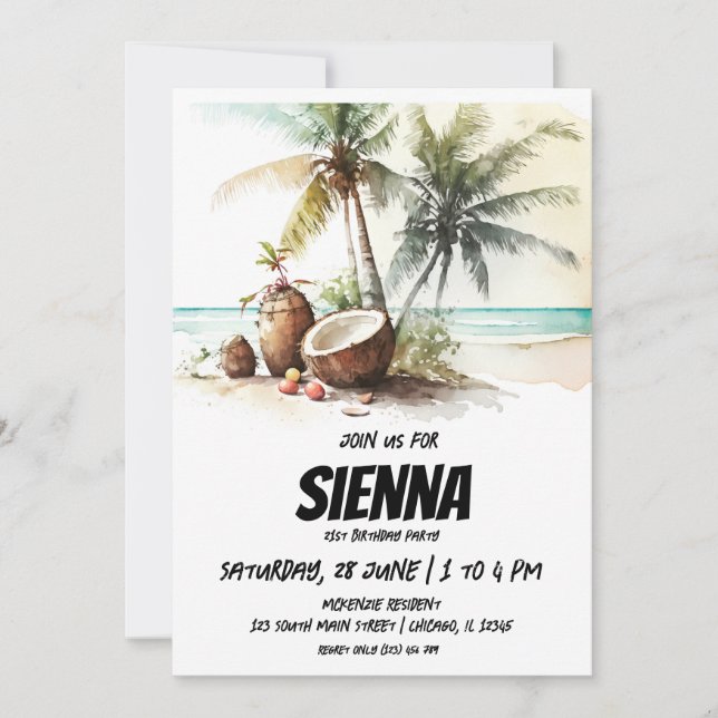 Invitación a la fiesta de verano en la playa (Anverso)