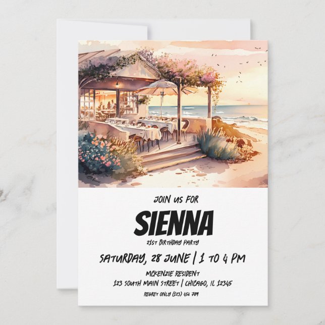 Invitación a la fiesta de verano en la playa (Anverso)