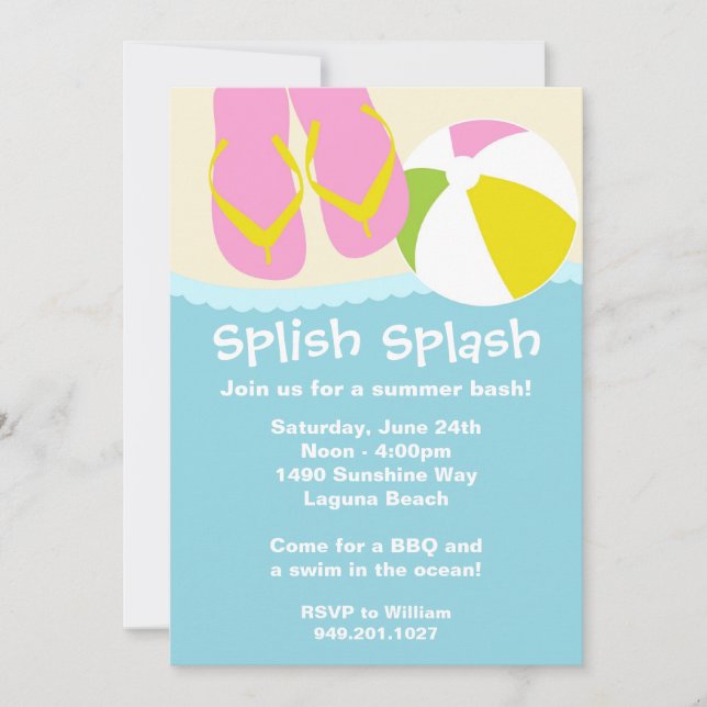 Invitación a la fiesta de verano en la playa (Anverso)