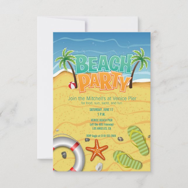invitación a la fiesta de verano en la playa (Anverso)