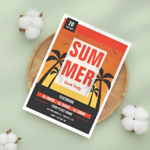 Invitación a la fiesta de verano en la playa retro