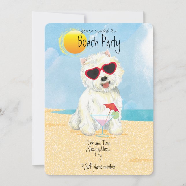 Invitación a la fiesta de verano en la playa Westi (Anverso)