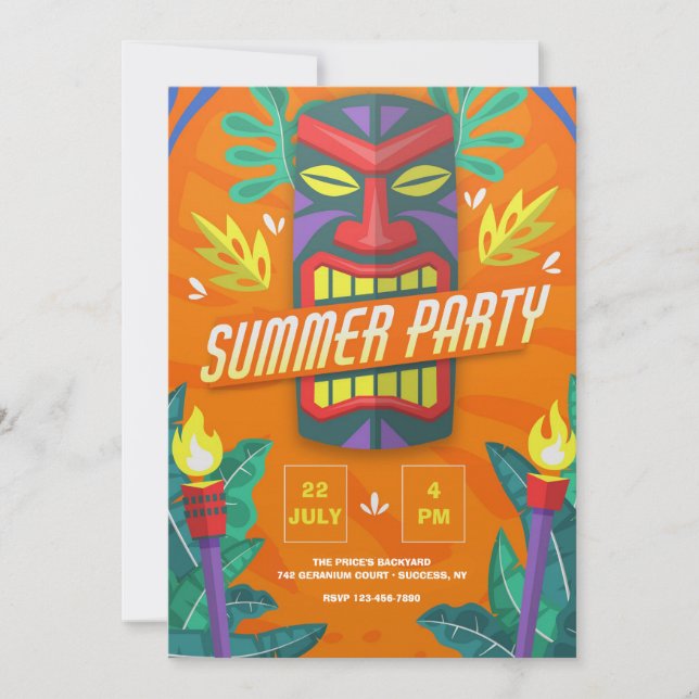 Invitación a la fiesta de verano en Tiki (Anverso)