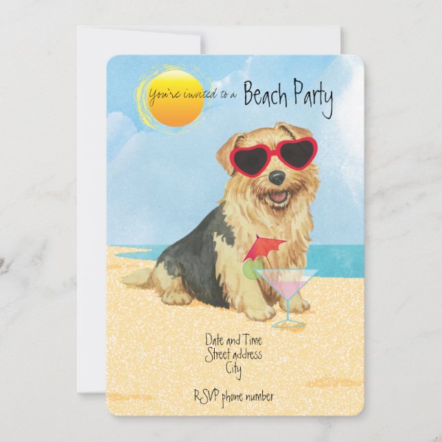 Invitación a la fiesta de verano Norfolk Terrier B (Anverso)