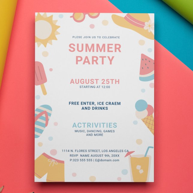 Invitación a la fiesta de verano simple amarilla r (Subido por el creador)