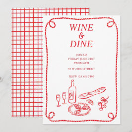 Invitación a la fiesta de verano Wine and Dine
