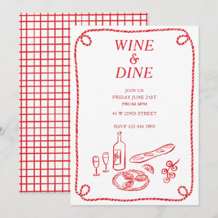 Invitación a la fiesta de verano Wine and Dine