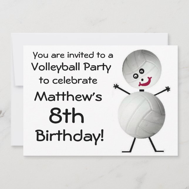 Invitación a la fiesta de voleibol de cumpleaños (Anverso)