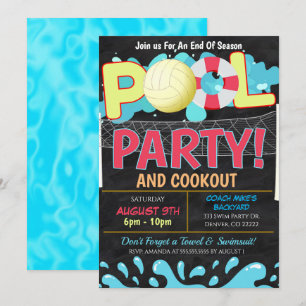 Invitación a la fiesta de voleibol de piscina de v