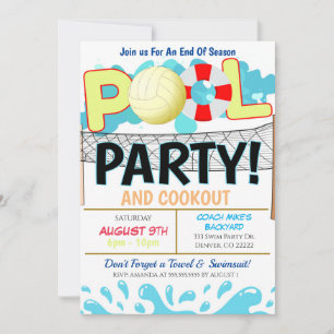 Invitación a la fiesta de voleibol de piscina de v