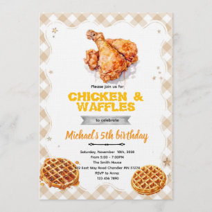 Invitación a la fiesta de waffles y pollo