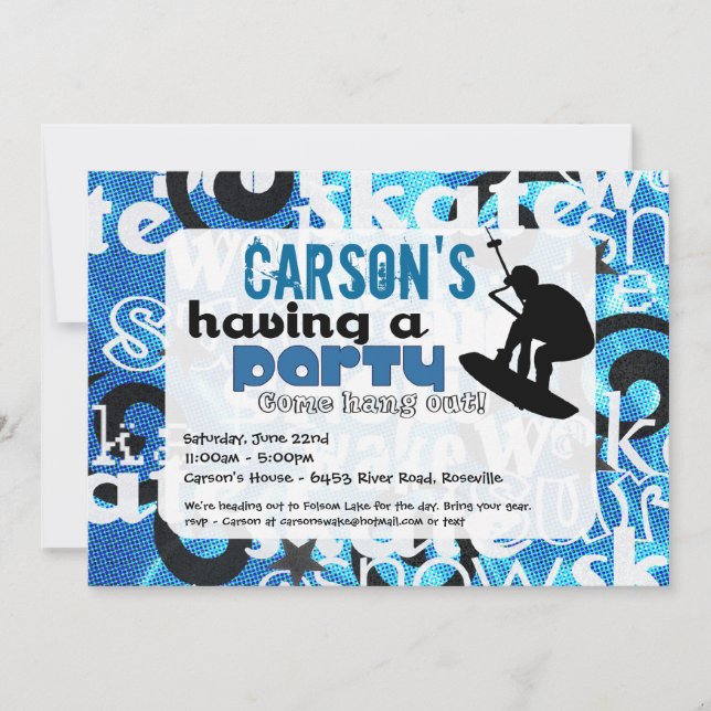 Invitación a la fiesta de Wakeboard (Anverso)