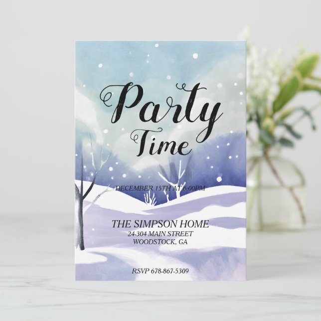 Invitación a la Fiesta de Winter Wonderland (Anverso de pie)
