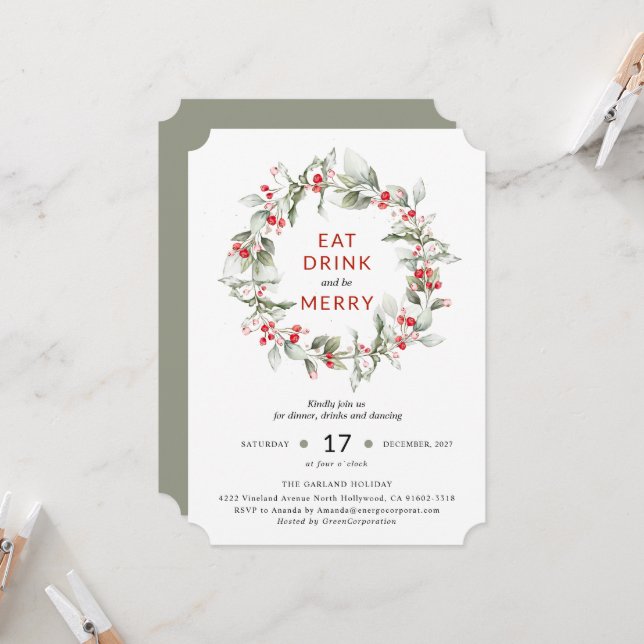Invitación a la fiesta de Wreath Berry (Anverso/Reverso In Situ)