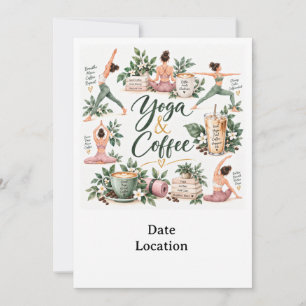 invitación a la fiesta de yoga y café