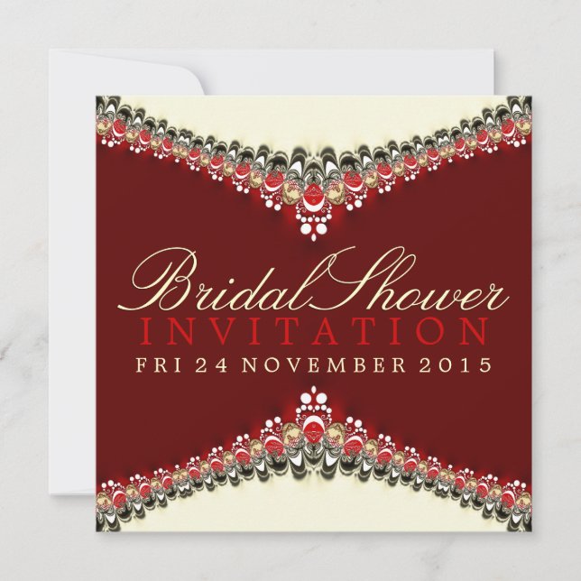 Invitación a la fiesta decorativa Red Lace Bridal  (Anverso)