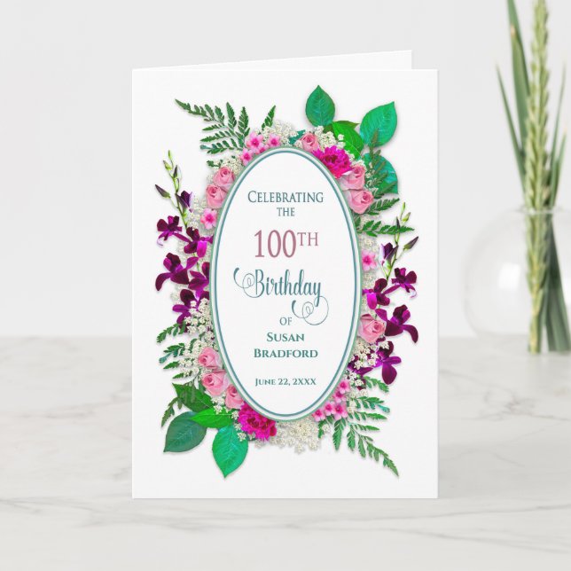 Invitación a la fiesta del 100 cumpleaños, óvalo c (Anverso)