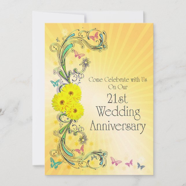 Invitación a la fiesta del 21º aniversario de boda (Anverso)