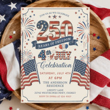 Invitación a la fiesta del 250 aniversario de Amér
