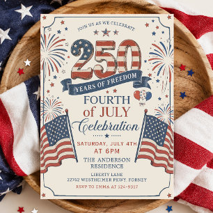 Invitación a la fiesta del 250 aniversario de Amér