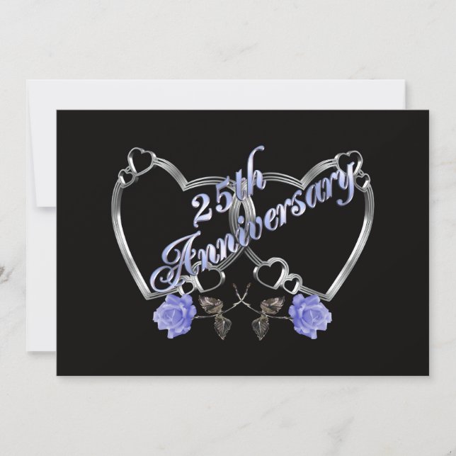 invitación a la fiesta del 25 aniversario con rosa (Anverso)