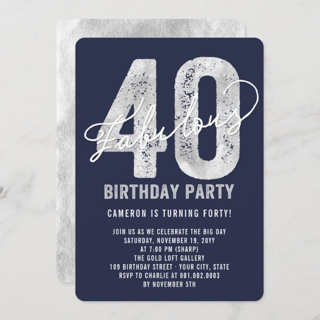 Invitación a la Fiesta del 40° cumpleaños de Silve (Anverso / Reverso)