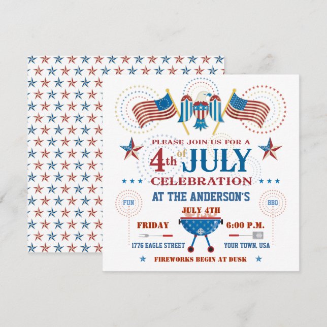 Invitación a la fiesta del 4 de julio (Anverso / Reverso)
