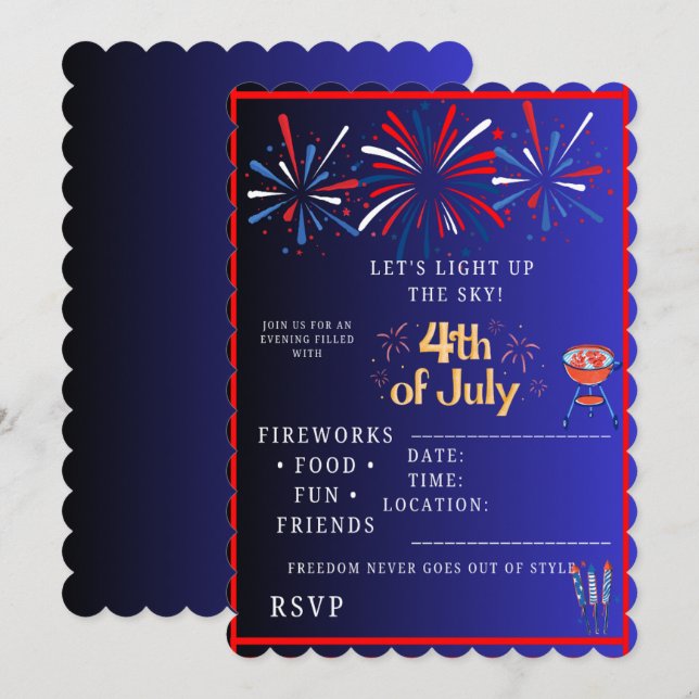 Invitación a la fiesta del 4 de julio  (Anverso / Reverso)