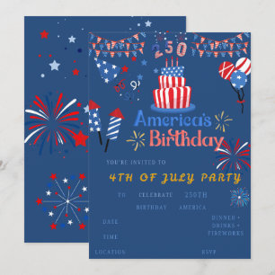 Invitación a la fiesta del 4 de julio: 250 cumplea