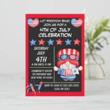 Invitación a la fiesta del 4 de julio del gnomo