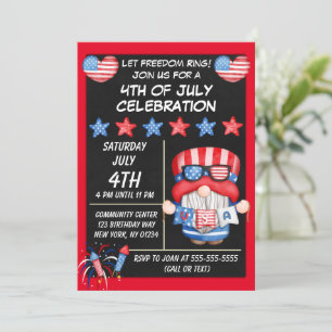 Invitación a la fiesta del 4 de julio del gnomo