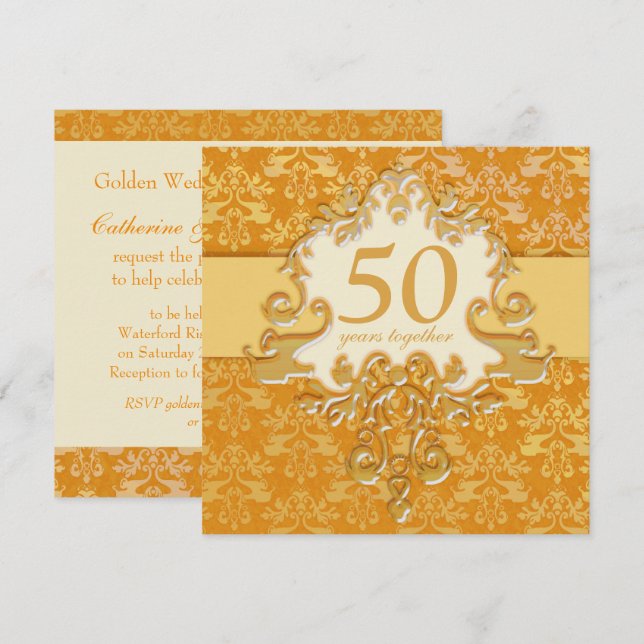 Invitación a la fiesta del 50º aniversario de boda (Anverso / Reverso)