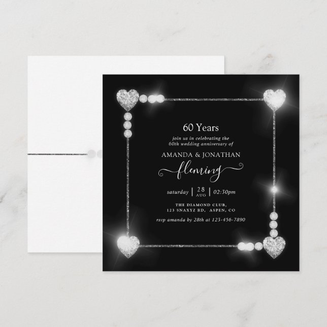 Invitación a la fiesta del 60º aniversario de boda (Anverso / Reverso)
