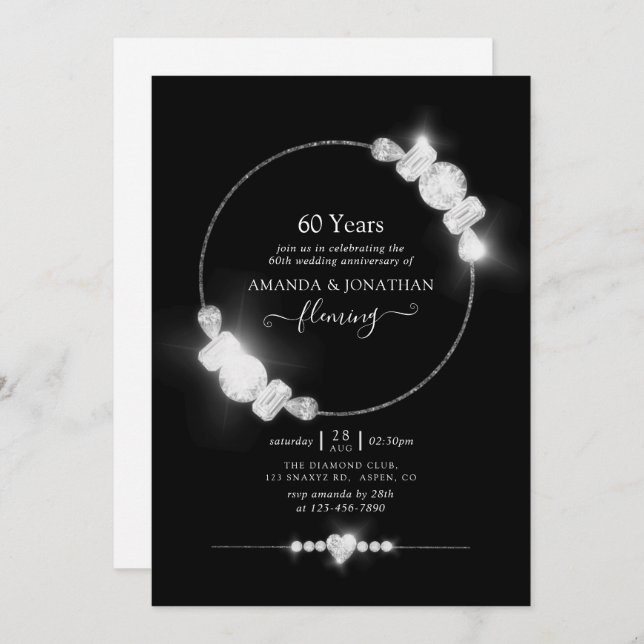 Invitación a la fiesta del 60º aniversario de boda (Anverso / Reverso)