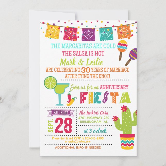 Invitación a la Fiesta del Aniversario - Blanco (Anverso)