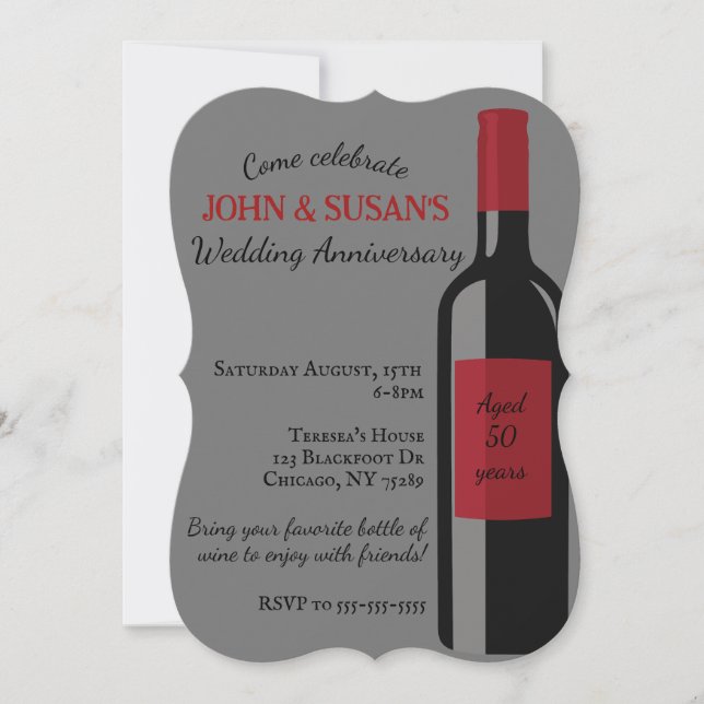 Invitación a la fiesta del aniversario del Boda de (Anverso)