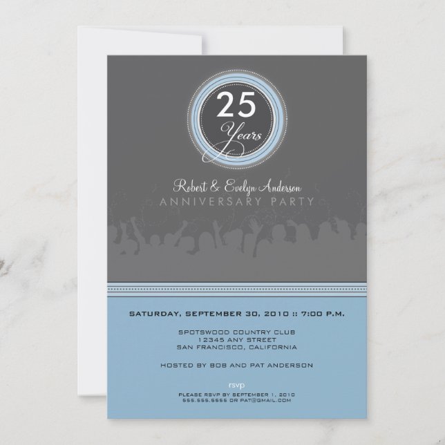 Invitación a la fiesta del aniversario moderno (gr (Anverso)