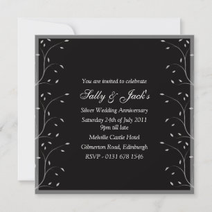 Invitación a la fiesta del aniversario negro y gri