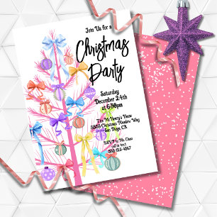 Invitación a la fiesta del árbol de Navidad rosado