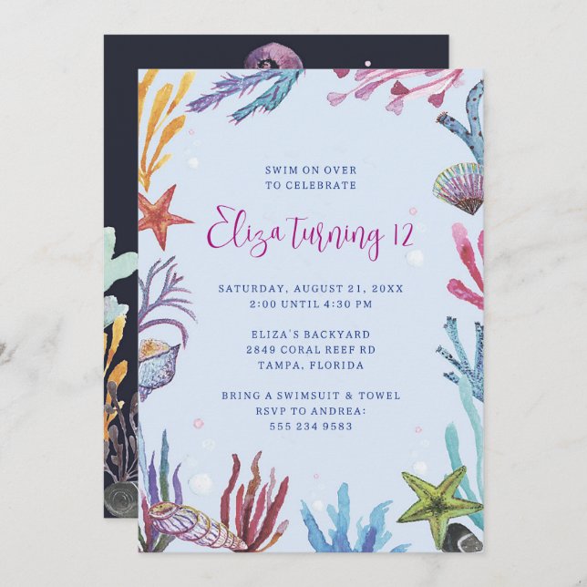 Invitación a la Fiesta del Arrecife de Coral Bajo  (Anverso / Reverso)
