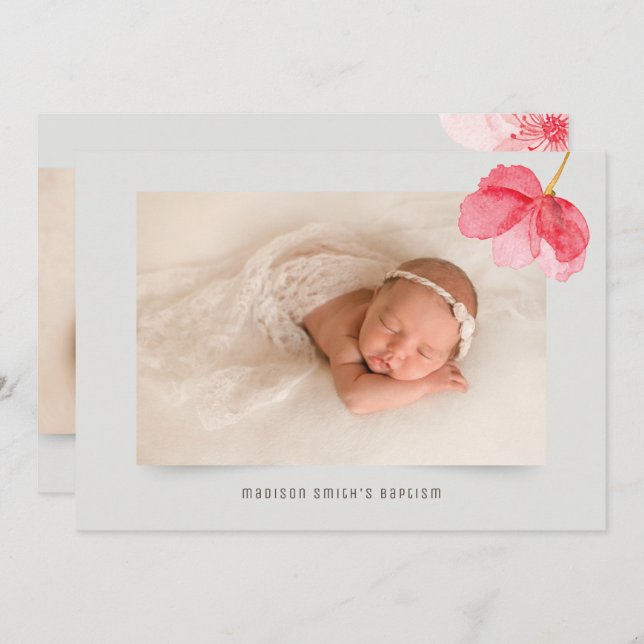 Invitación a la fiesta del bautismo de la foto flo (Anverso / Reverso)