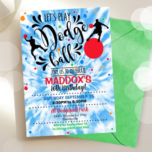 Invitación a la fiesta del béisbol Dodge Ball (Subido por el creador)