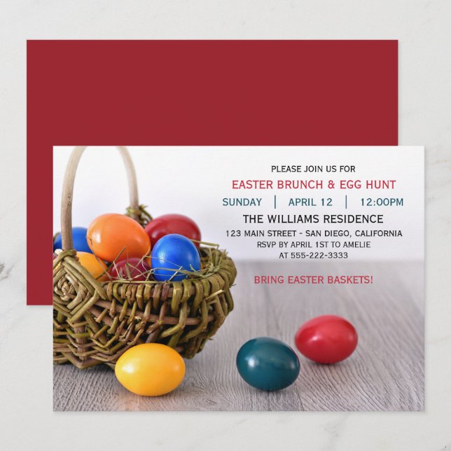 Invitación a la fiesta del brunch de Pascua (Anverso / Reverso)