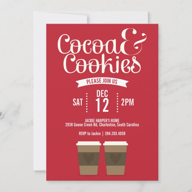 Invitación a la fiesta del cacao y las cookies (Anverso)