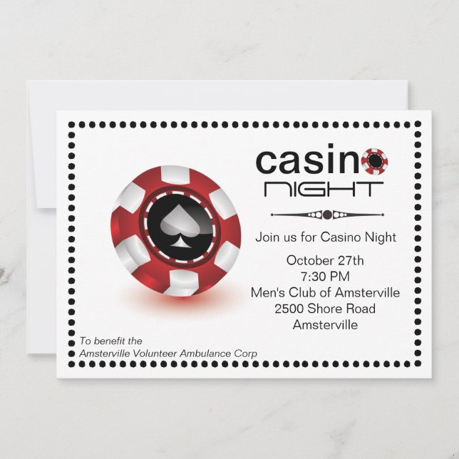 Invitación a la fiesta del Casino Chip de Poker (Anverso)