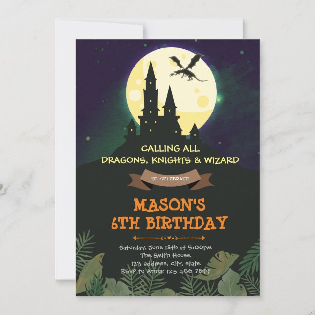 Invitación a la fiesta del castillo de Dragon (Anverso)