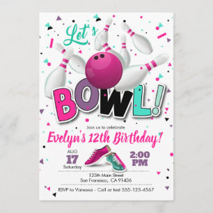 Invitación a la fiesta del Chica Bowling Party par